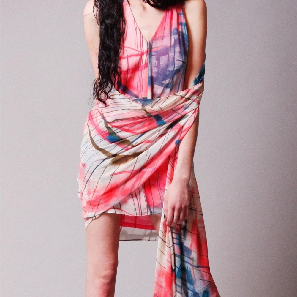 Rachel Roy Hot Pink Abstract Mini Dress